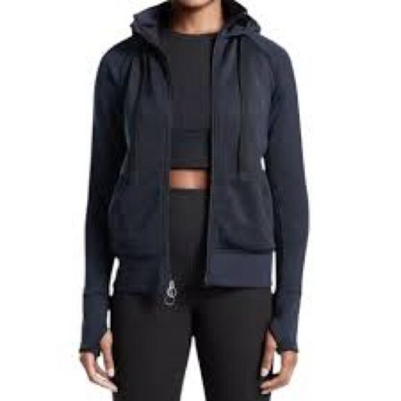 Athleta Tops - Athleta Triumph Luxe Shine Zip-Up Hoodie Lined Navy Size XS